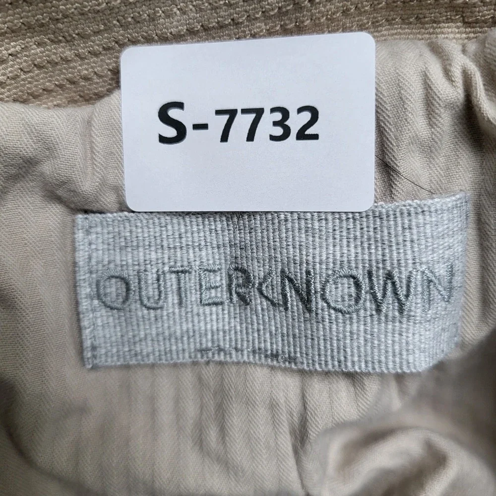 VINTAGE Outerknown Men Button Up Shirt S Beige‎ Canvas Chore Field Trench Y2K